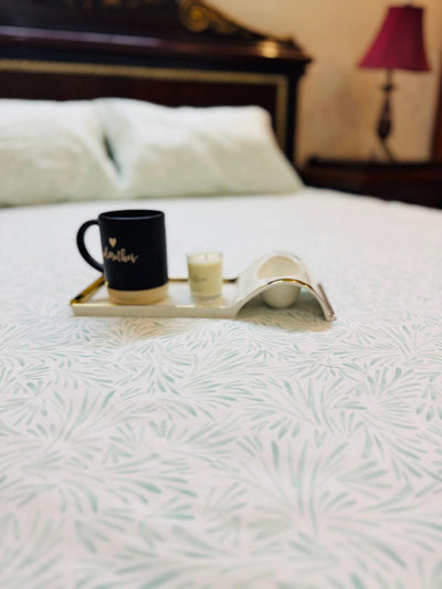 KING SIZE SATEEN BEDSHEET MINIMAL PRINT FULL SIZE 260X280CM